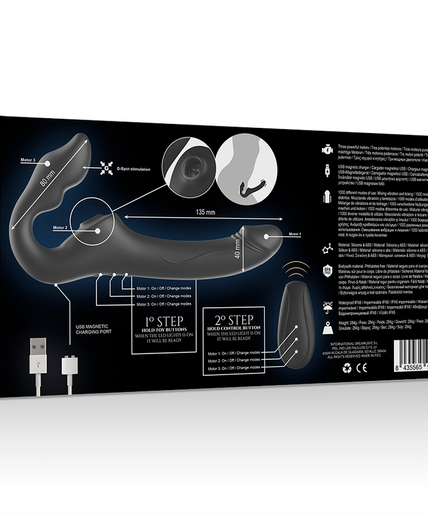 IBIZA - REMOTE CONTROL STRAPLESS VIBRATOR 3 MOTORS 1000 COMBINATIONS.
