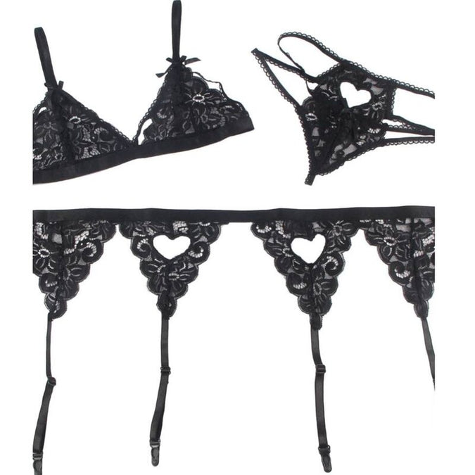 Subblime – Dreiteiliges Set BH + Strapsgürtel + String L/xl