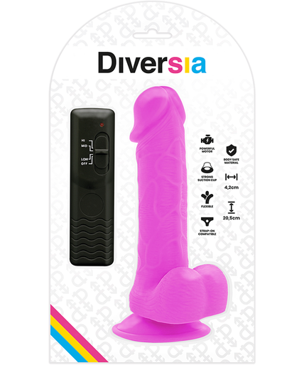 DIVERSIA - FLEXIBLE VIBRATING DILDO PURPLE 20.5 CM -O- 4.2 CM