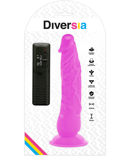 DIVERSIA - FLEXIBLE VIBRATING DILDO PURPLE 21 CM -O- 4.9 CM