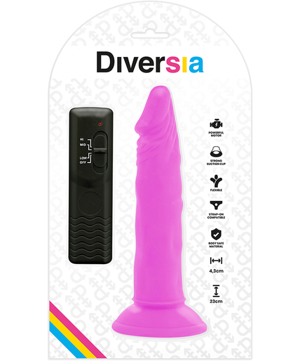 DIVERSIA - FLEXIBLE VIBRATING DILDO PURPLE 23 CM -O- 4.3 CM