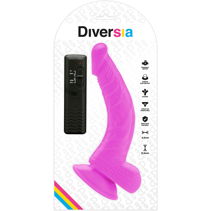 Diversia – Flexibele Vibrerende Dildo Paars 21,5 Cm – O – 4,5 Cm