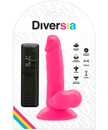 DIVERSIA - FLEXIBLE VIBRATING DILDO PINK 17 CM -O- 3.3 CM