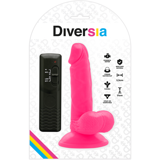 Diversia – Flexibele Vibrerende Dildo Roze 17 Cm – O – 3,3 Cm