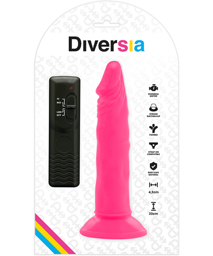 DIVERSIA - FLEXIBLE VIBRATING DILDO PINK 23 CM -O- 4.3 CM