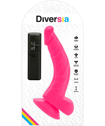 DIVERSIA - FLEXIBLE VIBRATING DILDO PINK 21.5 CM -O- 4.5 CM