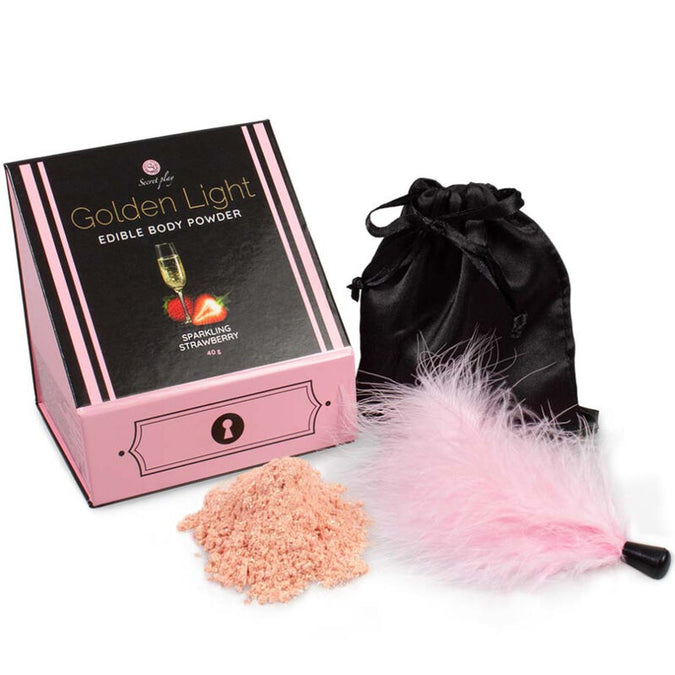 Secretplay – Golden Light Kit Sparkling Strawberry Edible Powder & Feather