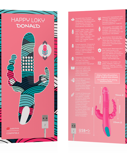 HAPPY LOKY - DONALD TRIPLE STIMULATION: ANAL, G-SPOT & CLITORIS + WATCHME REMOTE CONTROL