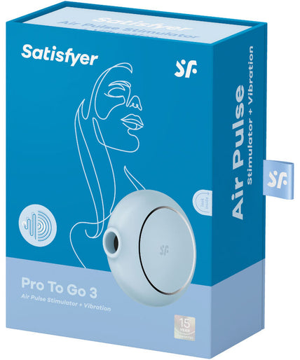 SATISFYER - PRO TO GO 3 DOUBLE AIR PULSE STIMULATOR & VIBRATOR BLUE