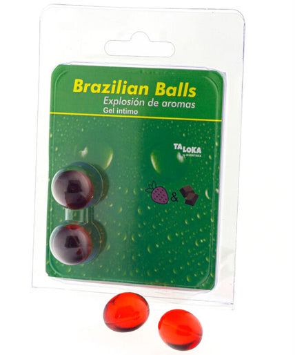 TALOKA - 2 BRAZILIAN BALLS STRAWBERRY & CHOCOLATE INTIMATE GEL