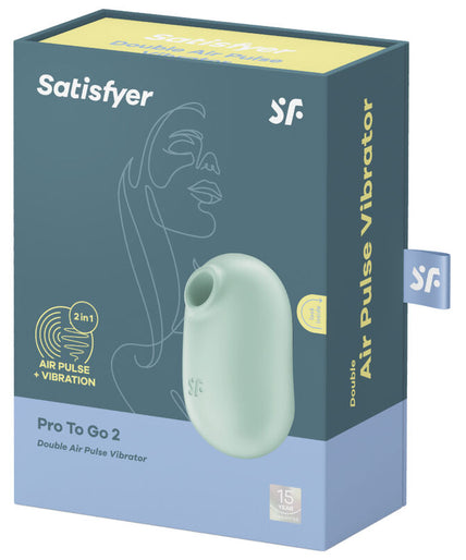 SATISFYER - PRO TO GO 2 DOUBLE AIR PULSE STIMULATOR & VIBRATOR GREEN