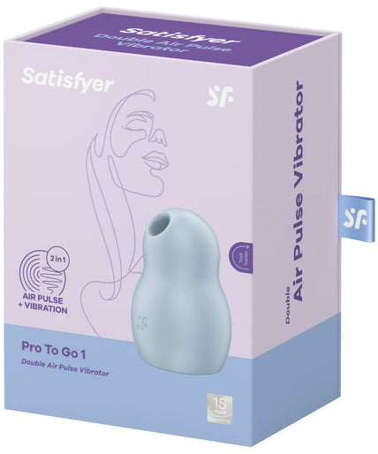 SATISFYER - PRO TO GO 1 DOUBLE AIR PULSE STIMULATOR & VIBRATOR BLUE