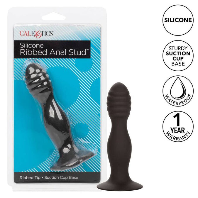 CalExotics – Silicone Ribbed Anal Stud with Suction Cup
