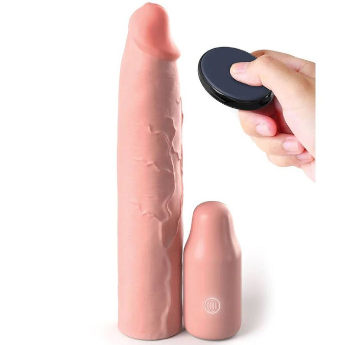 FANTASY X-TENSIONS - PIPEDREAMS SLEEVE 22,86 CM + 7,62 CM PLUG AFSTANDSBEDIENING HUID