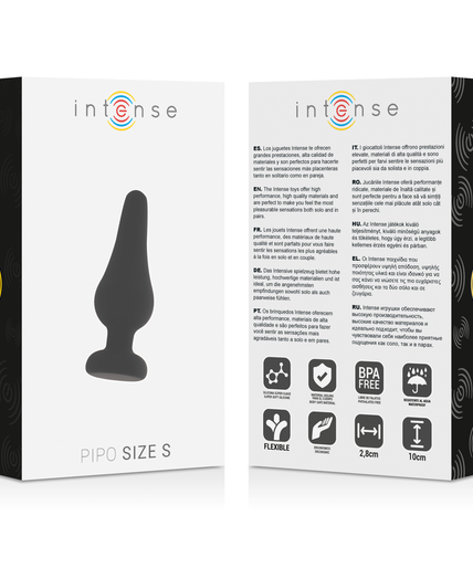 INTENSE - ANAL PLUG PIPO S BLACK SILICONE 9.8 CM