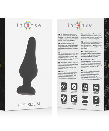 INTENSE - ANAL PLUG PIPO M BLACK SILICONE 11 CM