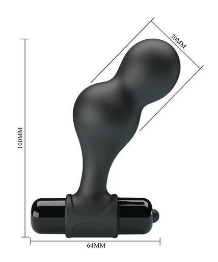 MR PLAY - BLACK SILICONE VIBRATOR ANAL PLUG