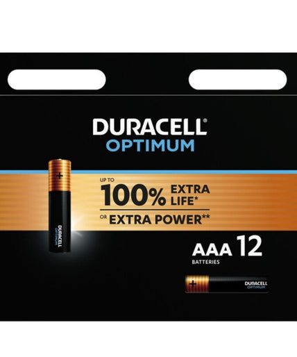 DURACELL - OPTIMUM 200 ALKALINE BATTERIJ AAA LR03 12 STUKS