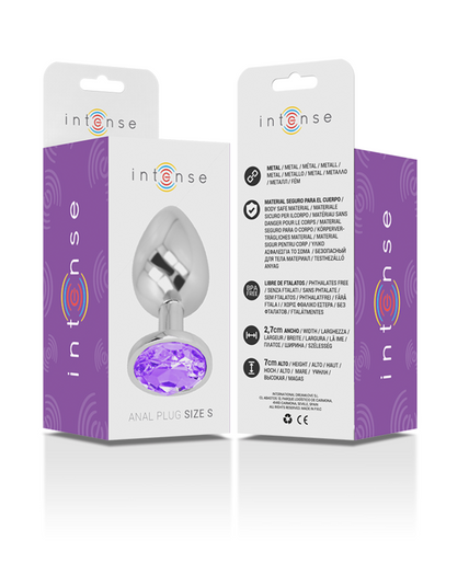 INTENSE - ALUMINUM METAL ANAL PLUG WITH VIOLET CRYSTAL SIZE S
