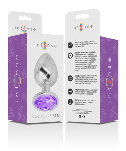 INTENSE - ALUMINUM METAL ANAL PLUG WITH VIOLET CRYSTAL SIZE M