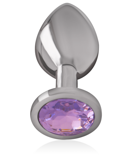 INTENSE - ALUMINUM METAL ANAL PLUG WITH VIOLET CRYSTAL SIZE L