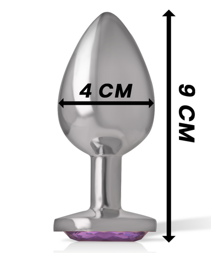 INTENSE - ALUMINUM METAL ANAL PLUG WITH VIOLET CRYSTAL SIZE L