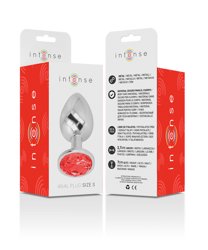 INTENSE - ALUMINUM METAL ANAL PLUG WITH RED CRYSTAL SIZE S