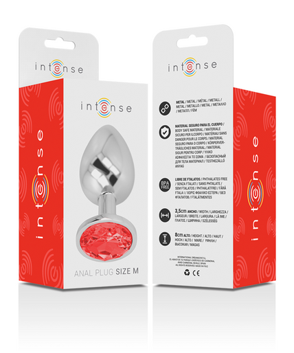 INTENSE - METAL ANAL PLUG WITH RED CRYSTAL SIZE M