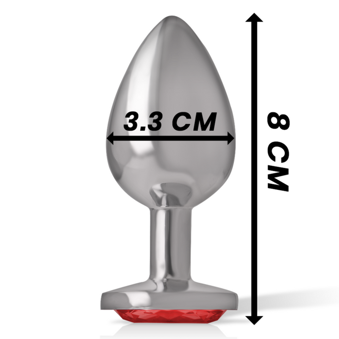 Intense – Metall Analplug mit rotem Kristall Größe M