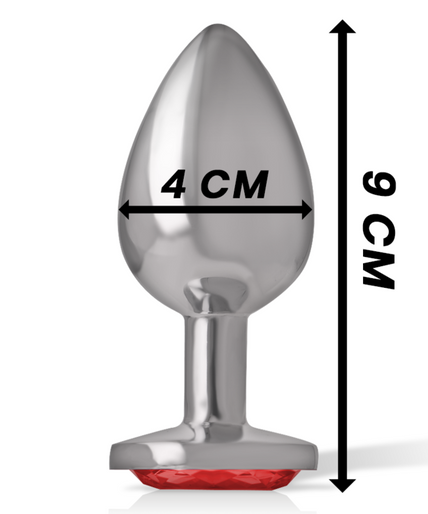 INTENSE - ALUMINUM METAL ANAL PLUG WITH RED CRYSTAL SIZE L