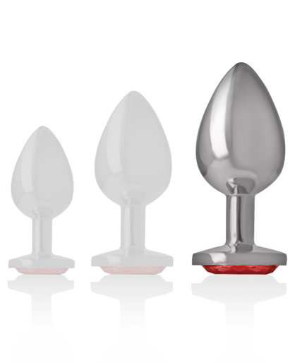 INTENSE - ALUMINUM METAL ANAL PLUG WITH RED CRYSTAL SIZE L