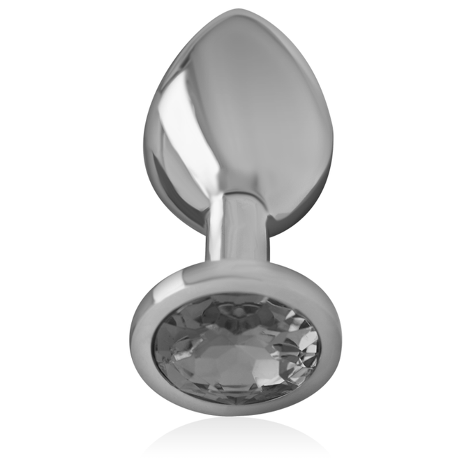 Intense – Aluminium metalen anale plug met zwarte kristal maat S