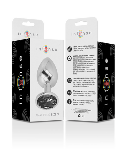 INTENSE - ALUMINUM METAL ANAL PLUG WITH BLACK CRYSTAL SIZE S