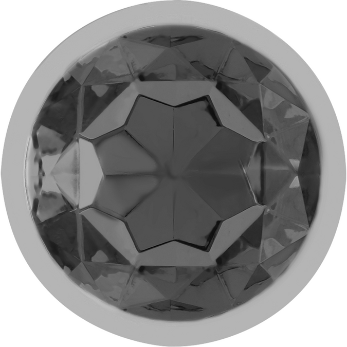Intense – Aluminium metalen anale plug met zwarte kristal maat S