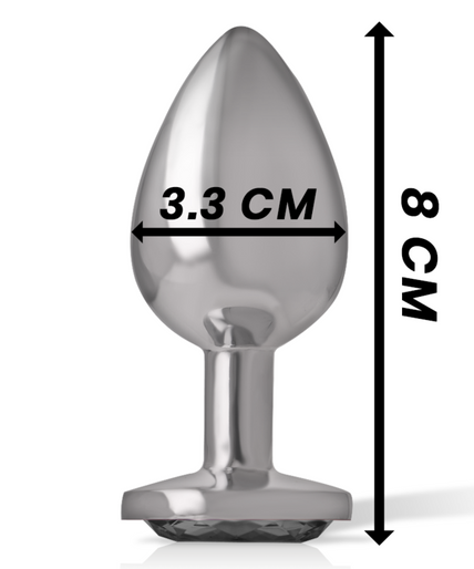 INTENSE - ALUMINUM METAL ANAL PLUG WITH BLACK GLASS SIZE M