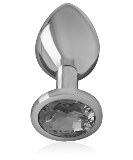 INTENSE - ALUMINUM METAL ANAL PLUG WITH BLACK GLASS SIZE L