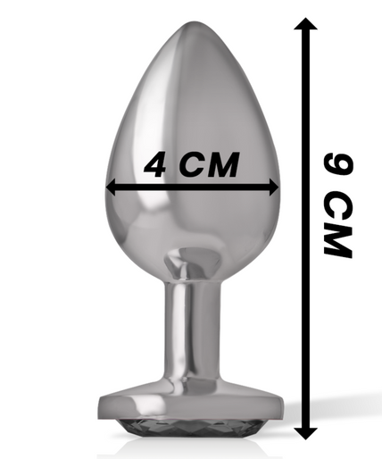 INTENSE - ALUMINUM METAL ANAL PLUG WITH BLACK GLASS SIZE L