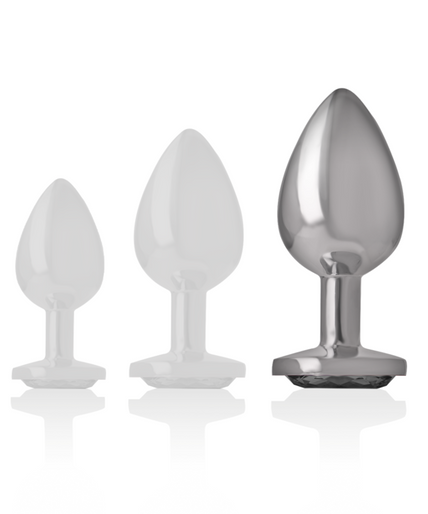 INTENSE - ALUMINUM METAL ANAL PLUG WITH BLACK GLASS SIZE L