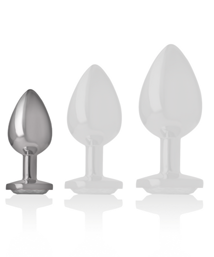 INTENSE - ALUMINUM METAL ANAL PLUG WITH SILVER CRYSTAL SIZE S