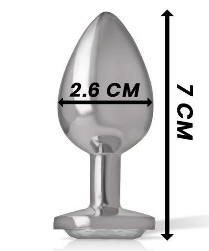 INTENSE - ALUMINUM METAL ANAL PLUG WITH SILVER CRYSTAL SIZE S