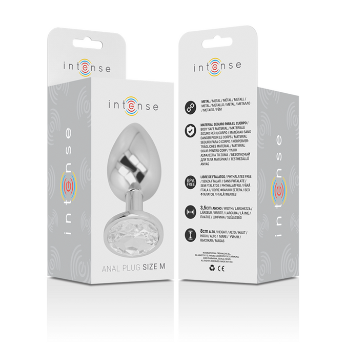 Intense – Aluminium Metall Analplug mit silbernem Kristall Größe M