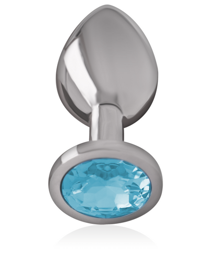 INTENSE - ALUMINUM METAL ANAL PLUG WITH BLUE CRYSTAL SIZE S