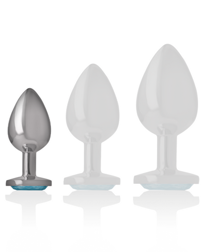 INTENSE - ALUMINUM METAL ANAL PLUG WITH BLUE CRYSTAL SIZE S