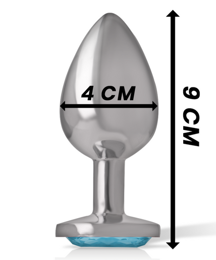 INTENSE - ALUMINUM METAL ANAL PLUG WITH BLUE CRYSTAL SIZE L