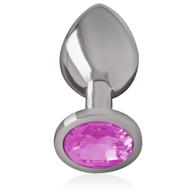 INTENS - ALUMINIUM METALEN ANALE PLUG MET ROZE KRISTAL MAAT S