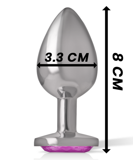 INTENSE - ALUMINUM METAL ANAL PLUG WITH PINK CRYSTAL SIZE M