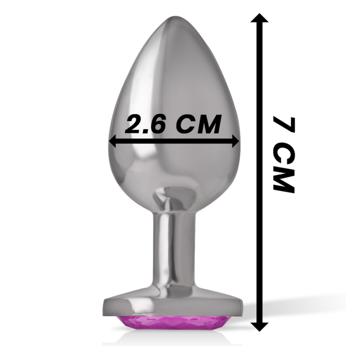 INTENS - ALUMINIUM METALEN ANALE PLUG MET ROZE KRISTAL MAAT S