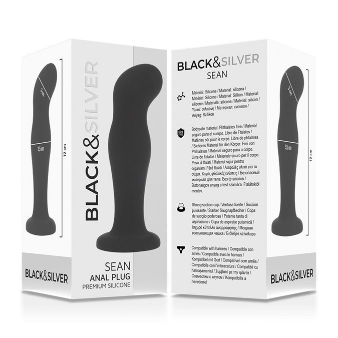 ZWART & ZILVER - SEAN PLUG ANAL PREMIUM SILICONE ZWART