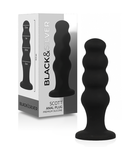 BLACK&SILVER - SCOTT PREMIUM SILICONE ANAL PLUG BLACK