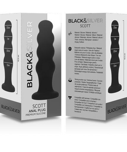BLACK&SILVER - SCOTT PREMIUM SILICONE ANAL PLUG BLACK